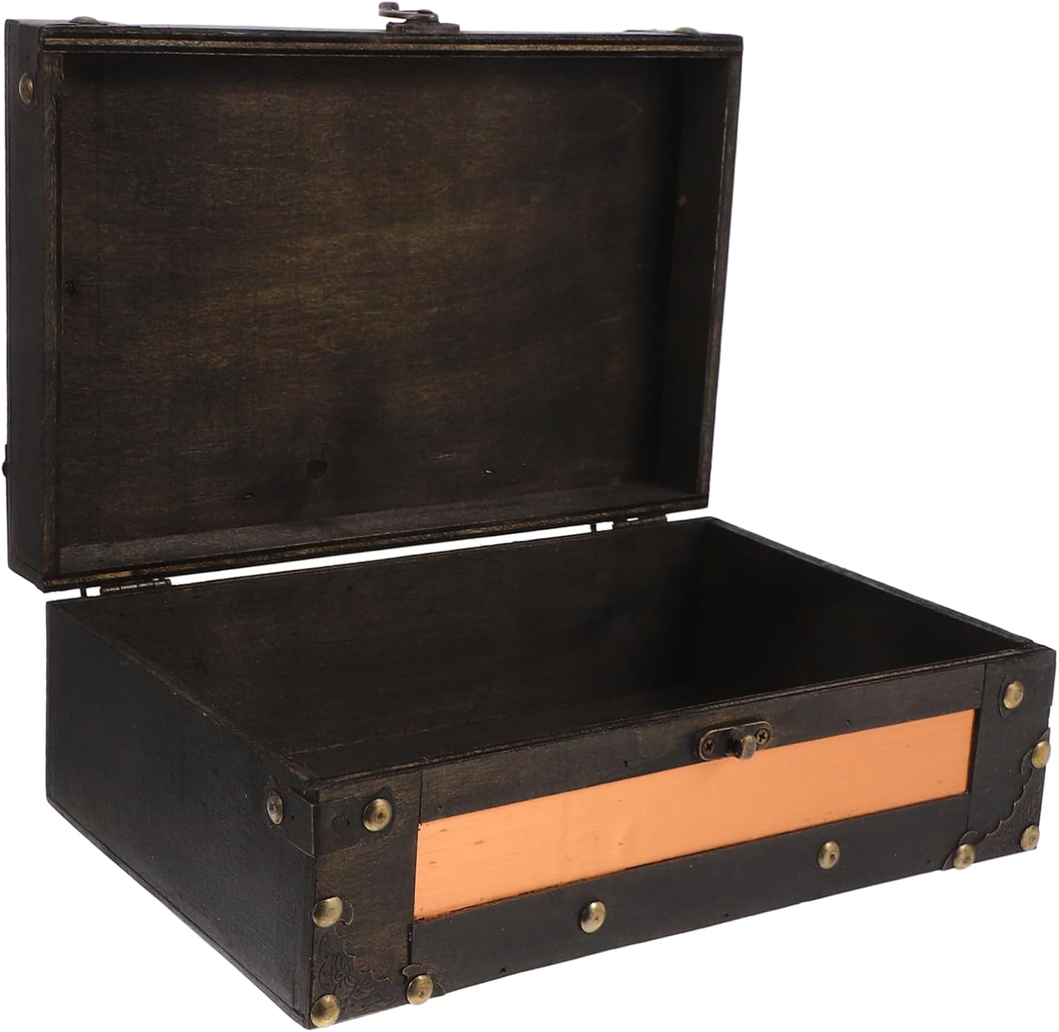 Retro Suitcase Storage Box Lock Wooden Decorative Storage Boxes for Cards Jewelry Souvenirs Home Decor image number 5