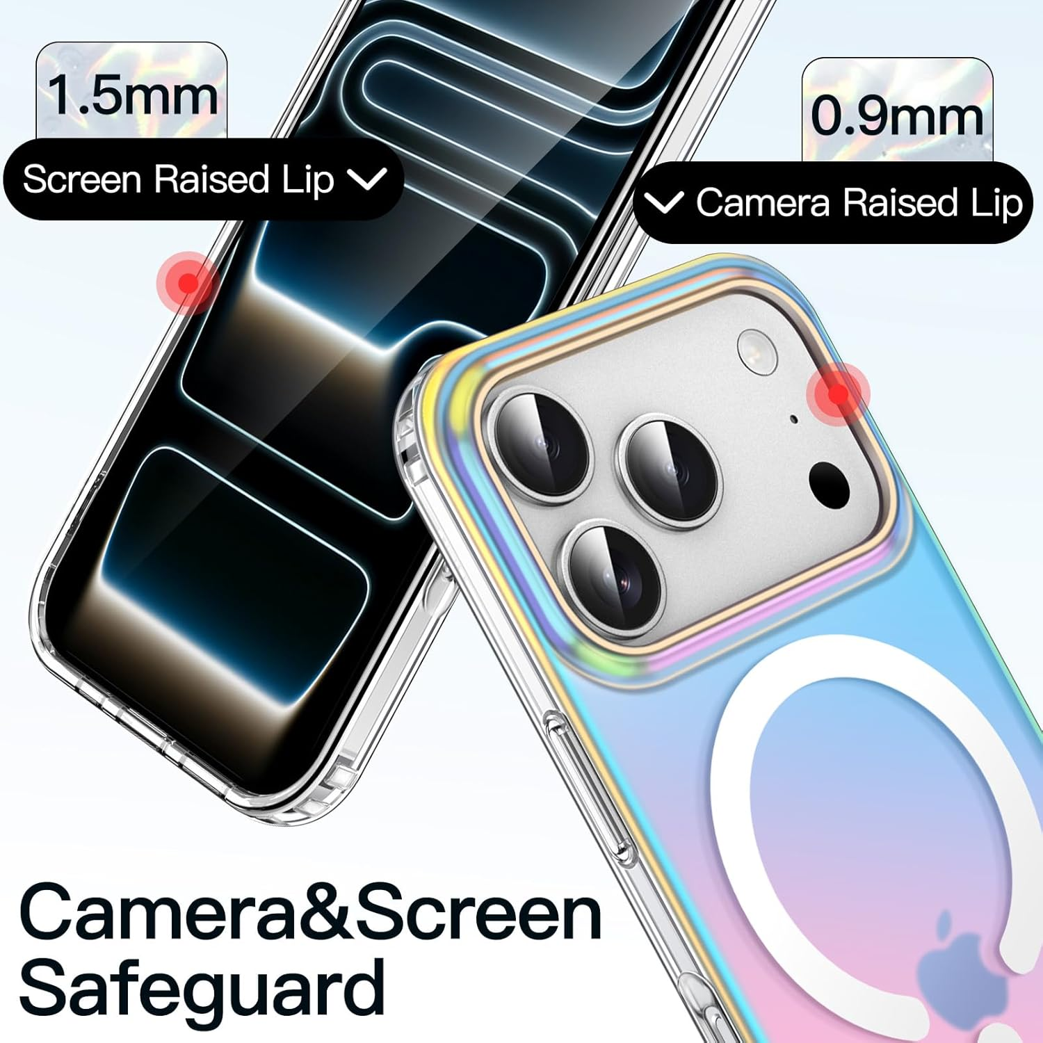 Jetech Iridescent Case for Iphone 17 Pro 6.3-Inch Compatible with Magsafe, Cute Unique and Aesthetic Design, Colorful Fluorescent Translucent Back Shockproof Phone Cover (Iridescent) - Iridescent Black image number 6