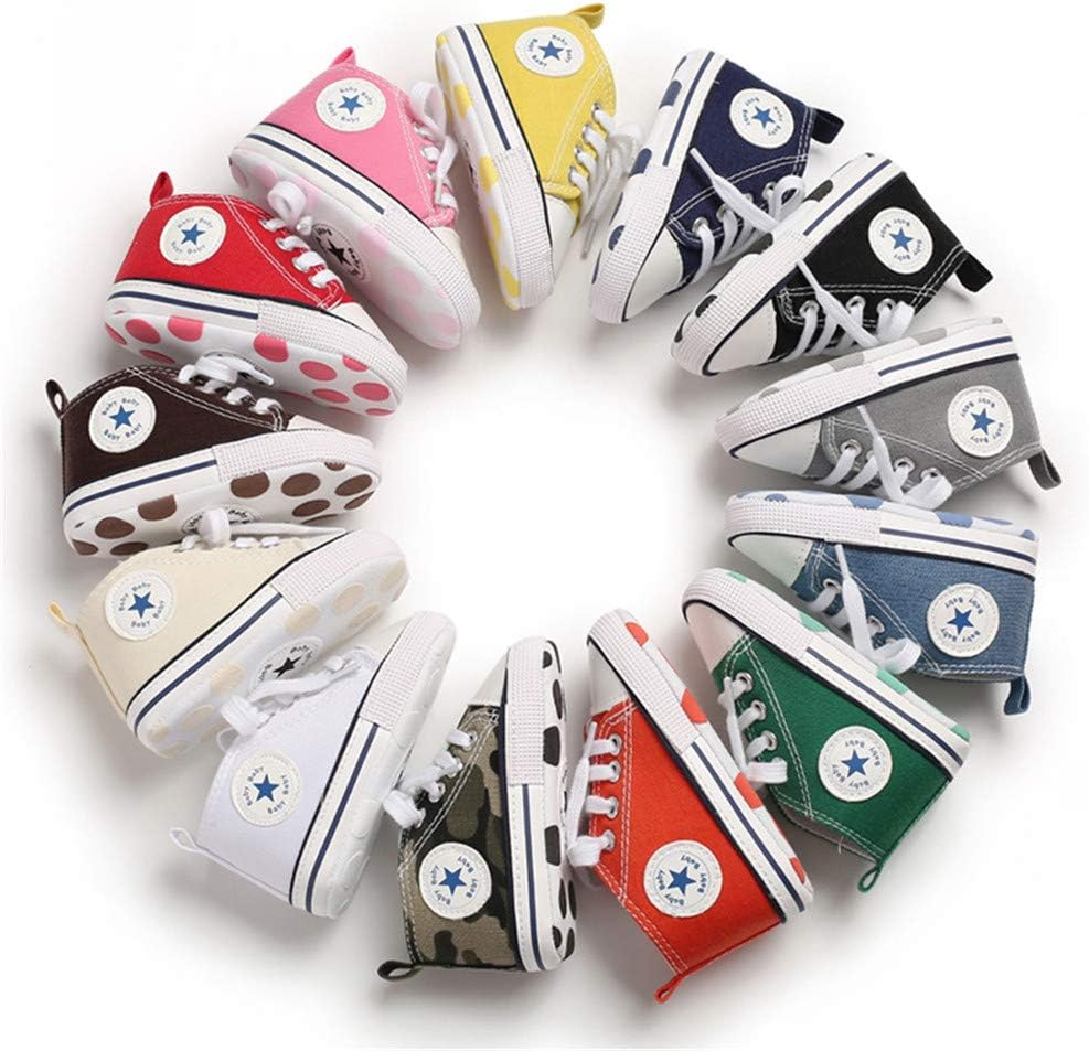 Meckior Infant Baby Boys Girls Canvas Sneaker Soft Sole First Walkers Trainers Lace up Casual Toddler Shoes