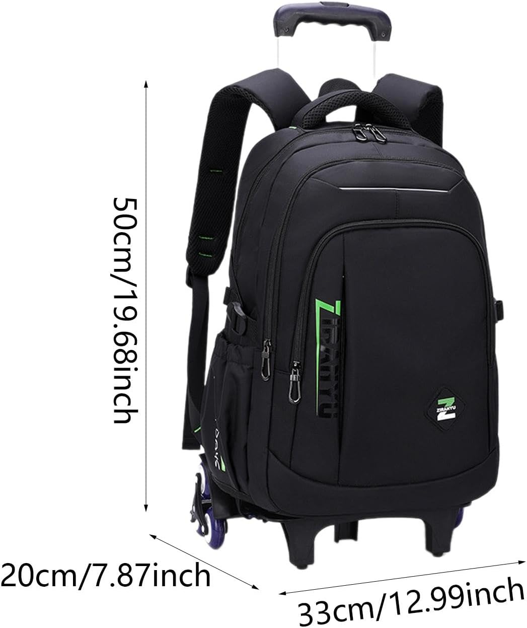 Baotyjie Rolling Backpack Wheeled Laptop Backpack Portable, Nylon, Adjustable Straps Trolley Suitcase Computer Bag for Business Adults - Blue 2 Small Wheels image number 5