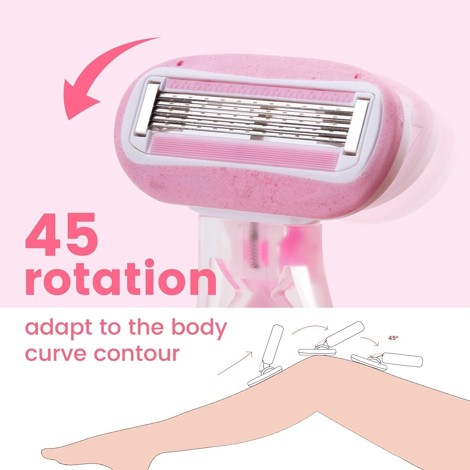 Mini Travel Razor for Women, 5-Blade Sensitive Safety Body Razors, Travel Accessories, Travel Essentials Shave Kit for Legs Hands Arm Smooth Skin, Includes 1 Mini Razor, 3 Razor Blade Refills, 1 Travel Case image number 4