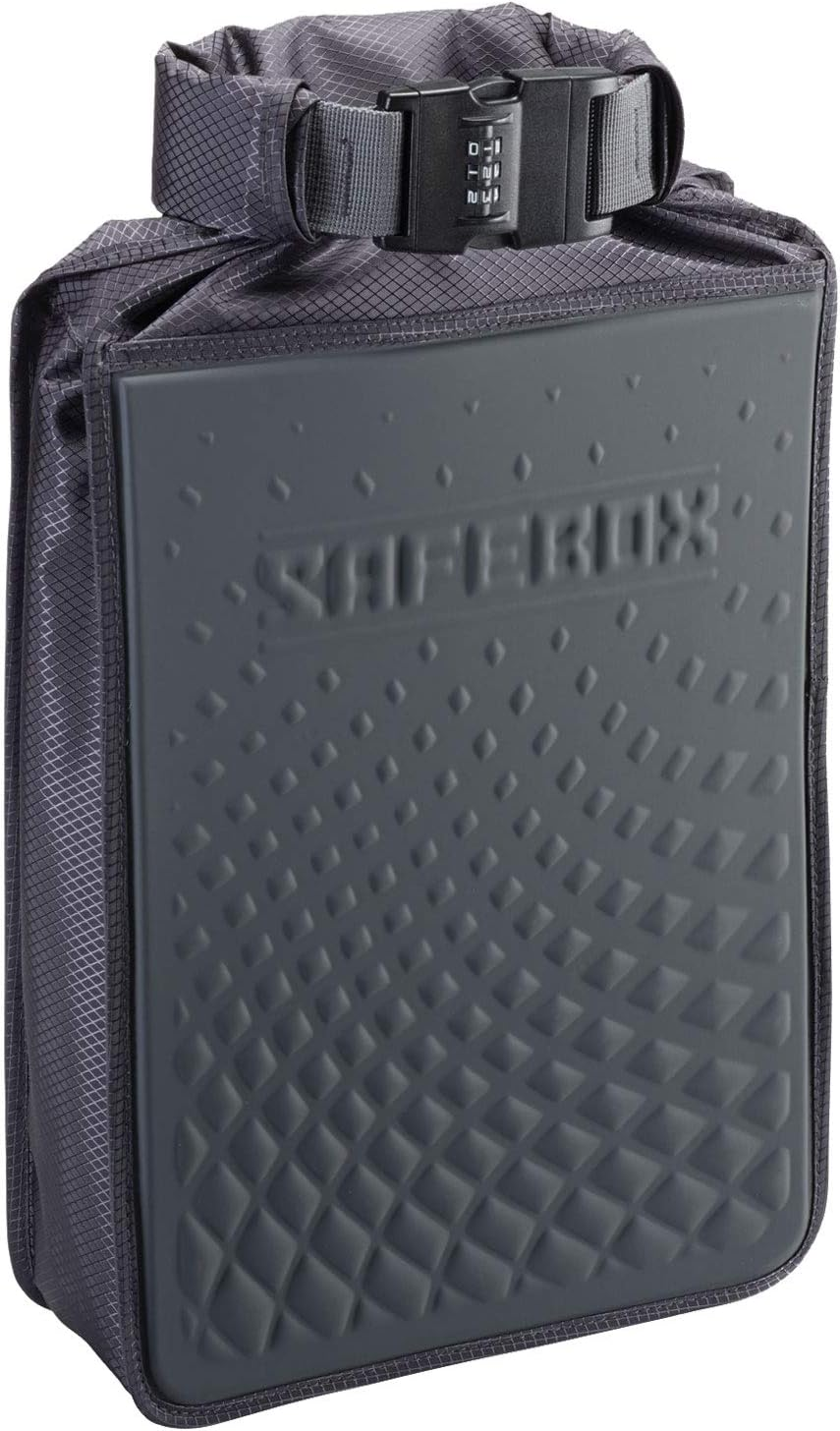 Lewis N. Clark Safebox Portable Safe with anti Theft Combination Lock and Slash Resistant Material to Protect Wallet, Small (Black) - 94092GRY