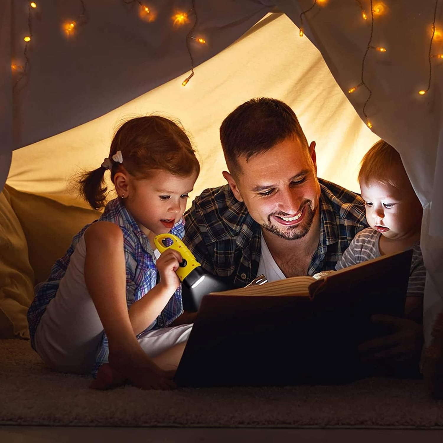 Hand Crank Torch, Rechargeable LED Flashlight 2Pcs Solar LED Flashlight Hand Crank Torch Waterproof Emergency Light Outdoor Portable Camping (2 Pieces, Yellow) image number 2