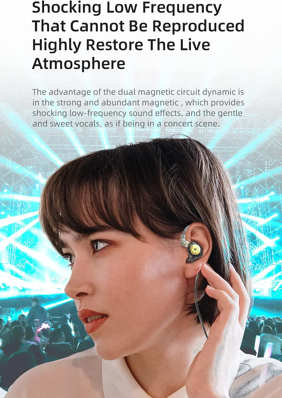 ERJIGO Edxpro KZ EDX In-Ear Monitors, Hifi Stereo Stage/Studio IEM Wired Noise Isolating Sport Earphones/Earbuds/Headphones with Detachable Cable 2Pin for Musician Audiophile (With Mic, Transparent) image number 4