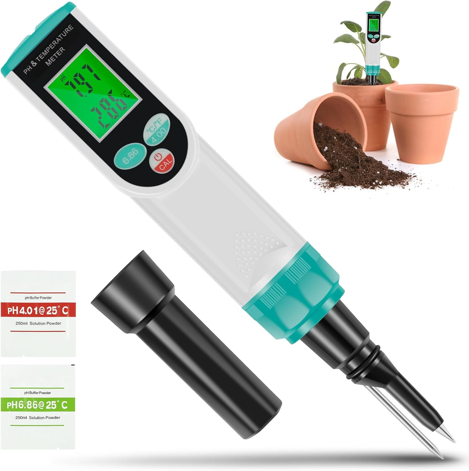 [-] Food Ph Meter Dual Probe Digital Soil Ph Tester Automatic Temperature Compensation High Precision Electric Food Thermometer for Sourdough Bread Canning Cheese [-](Black) image number 2