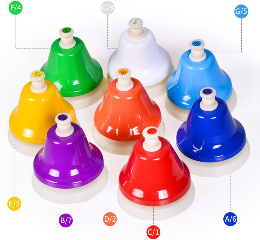 ENNBOM Desk Bells Hand Bells 8 Notes Music Bells Percussion Instrument Musical Teaching Chromatic image number 2