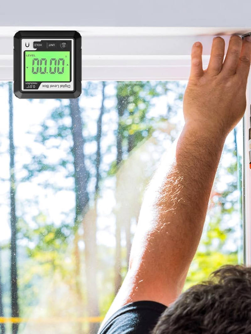 Abizarch Digital Angle Finder Gauge Magnetic,Lcd Digital Level Tool Protractor, Inclinometer Level Box Backlit Portable Angle Measurement Tool,Battery Operated Angle Finder for Carpentry Building image number 5