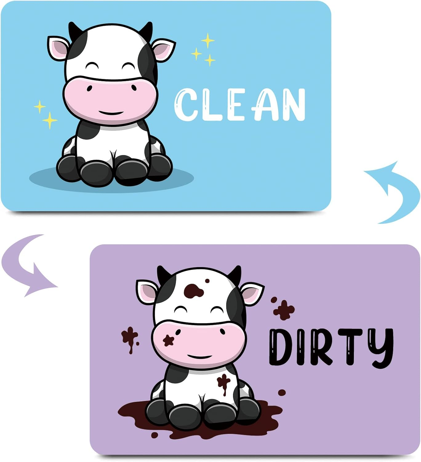 HSSPIRITZ Funny Cute Cow Cartoon Clean Dirty Dishwasher Magnet,Universal Kitchen Flip Sign Indicator,Refrigerator Dish Washer Laundry Accessories Decor Magnet for Mother'S Day (Cow)