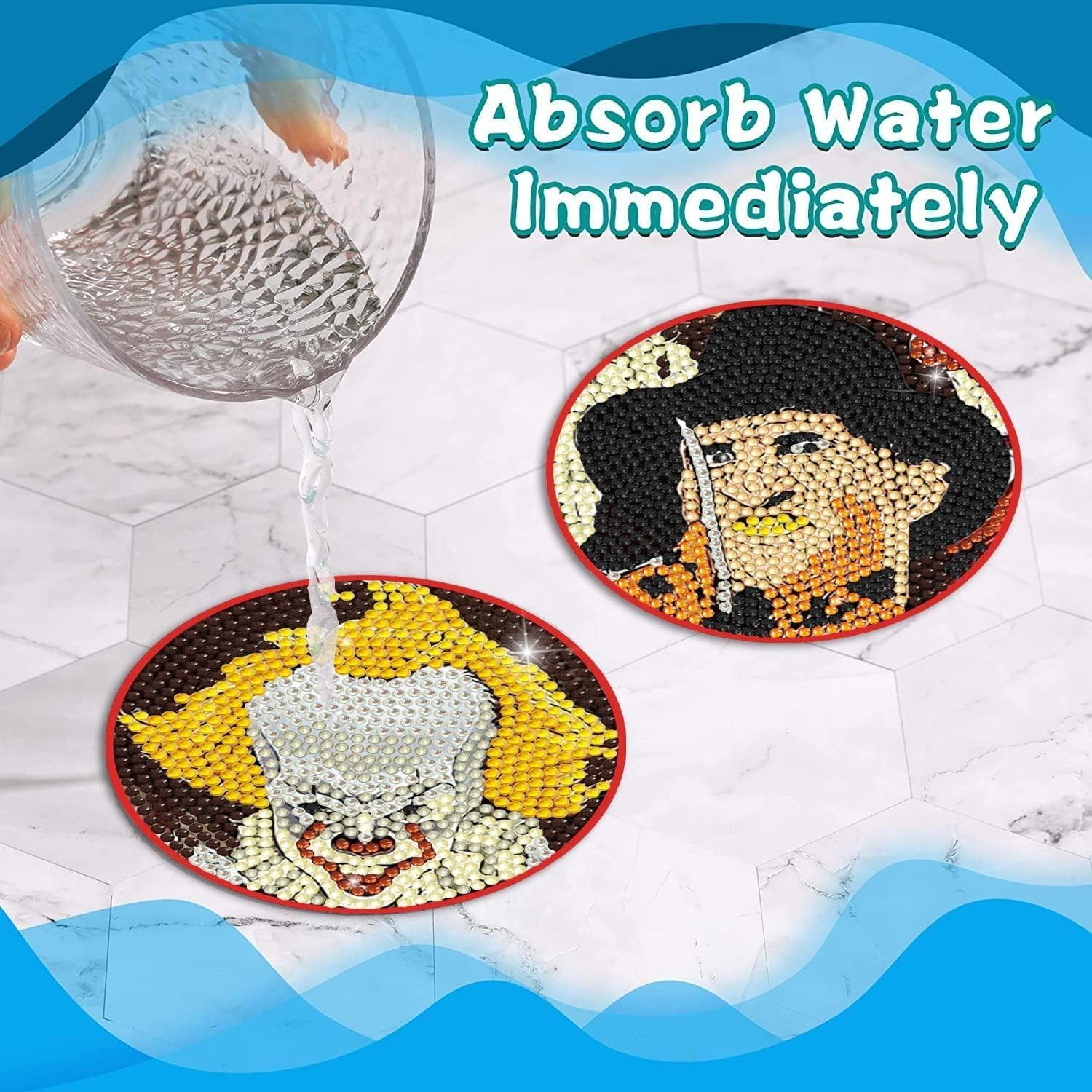 Diamond Painting Coasters Kit with Holder, Halloween Diamond Art Coasters Kits for Beginners, Adults & Kids Diamond Painting Art Craft Supplies image number 2