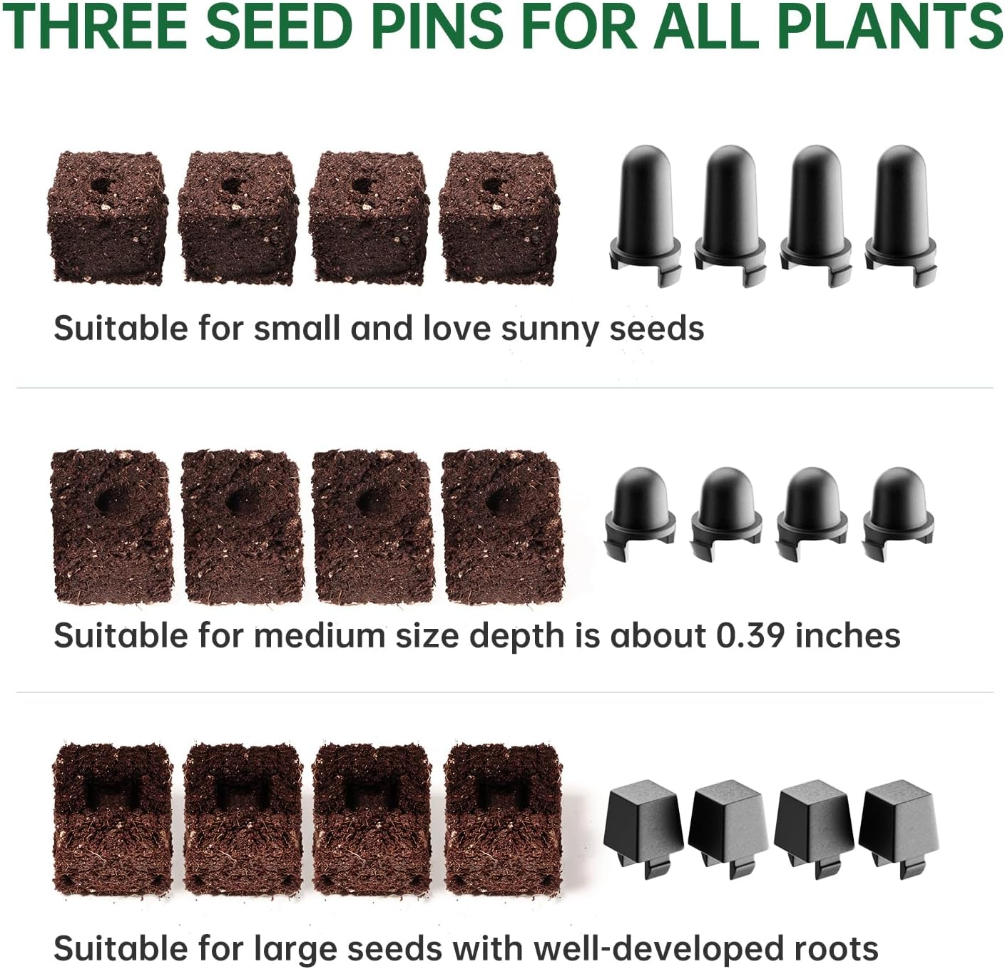 Nanovi Soil Blocker, 2 Inch Soil Block Maker with 3 Sizes Seed Pins & Comfortable Handle 4 Cell Handlheld Soil Blocking Tool for Seed Starting, Grow Seedling, Outdoor Plants, Greenhouses, Garden