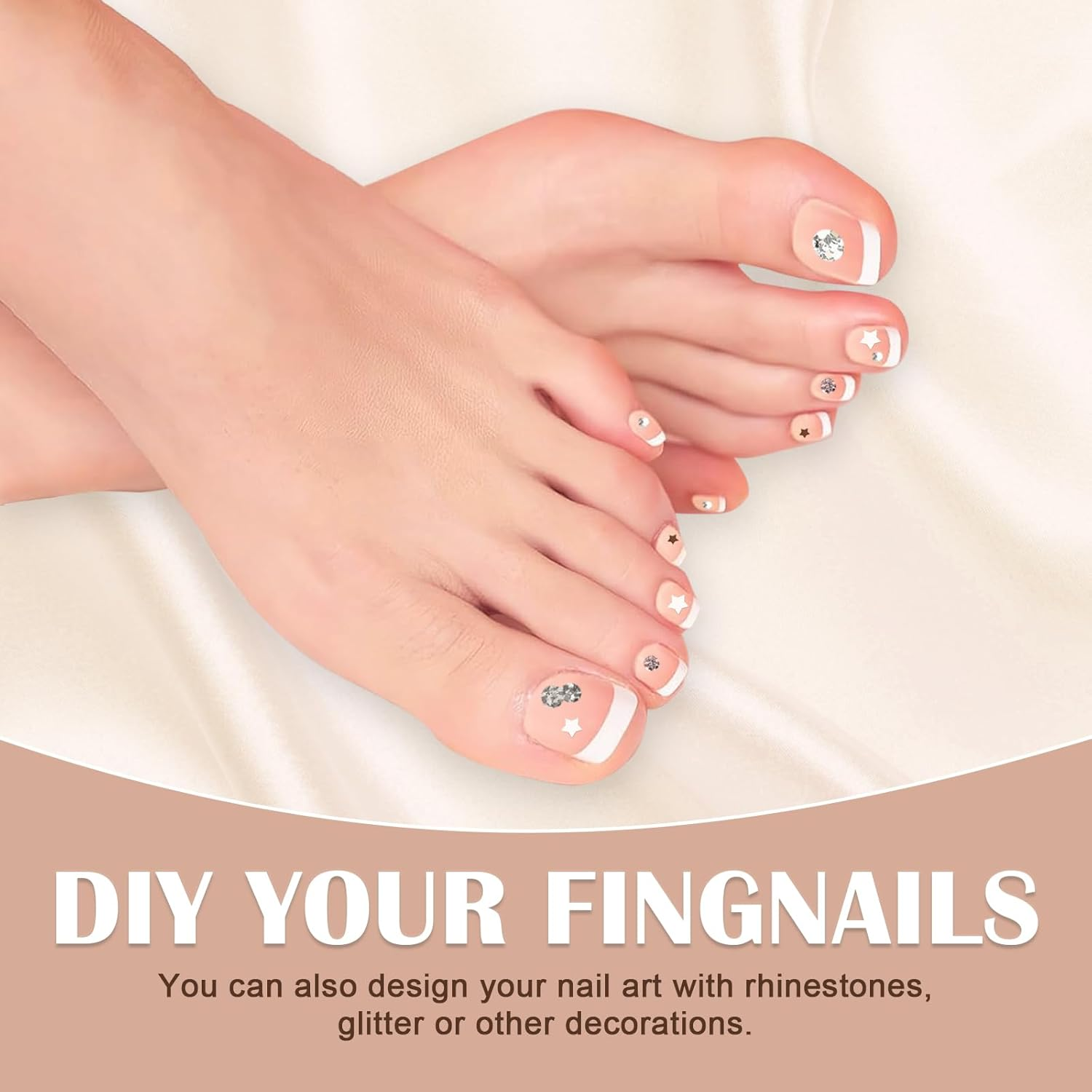 Jotia 24Pcs Press on Toenails, White Edge Pink False Toenails Classic White French Tip Fake Toe Nails Covers with a Glossy Finish image number 4