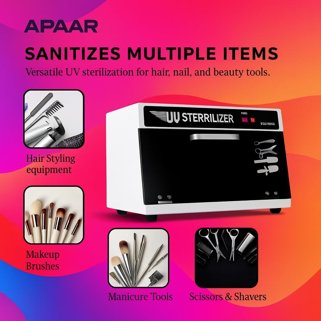APAAR 8L UV Steriliser Box Sterilizer Professional Beauty Equipment for Salon & Home | UV Sanitising Cabinet for Nail Tools, Beauty Instruments & Salon Accessories image number 4