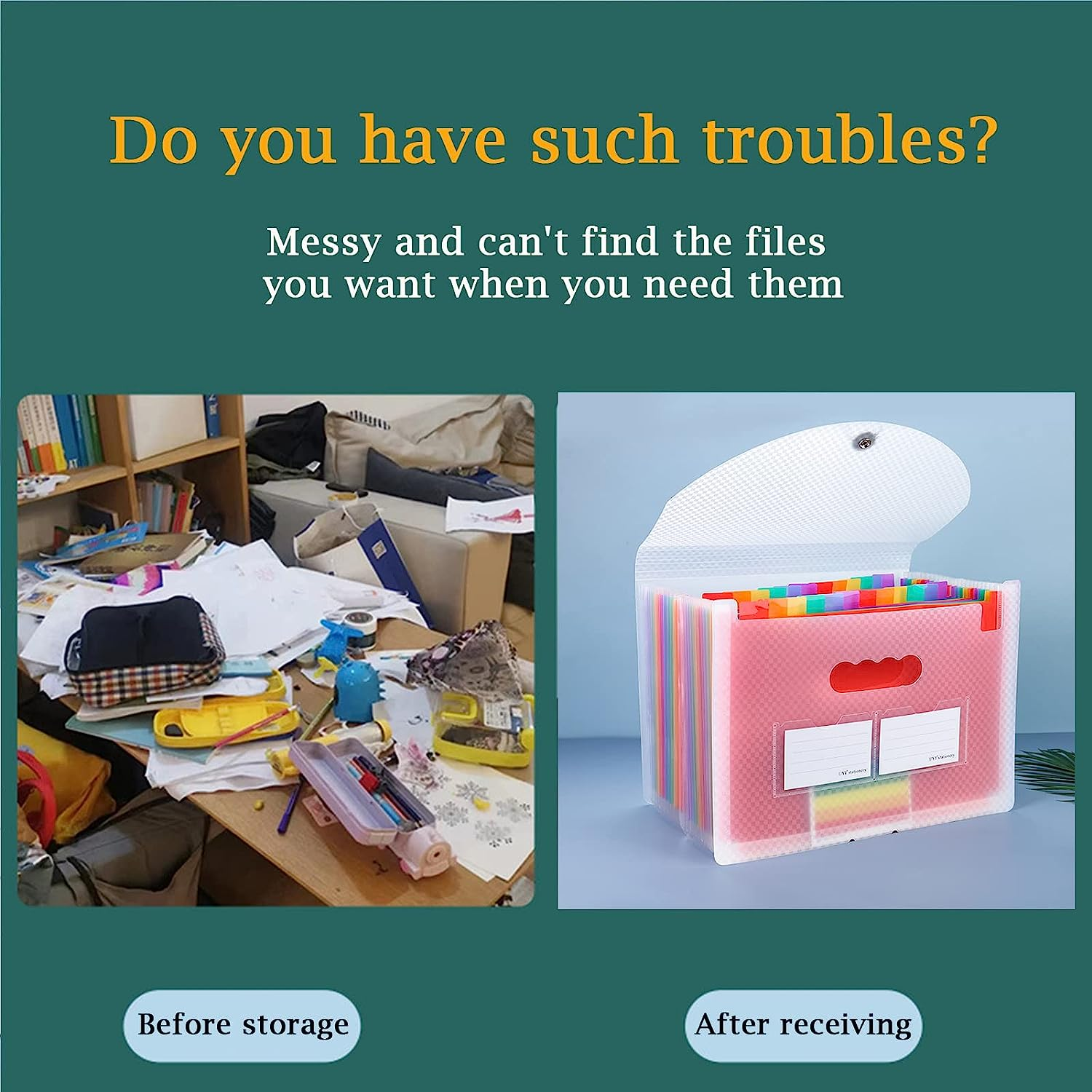 25 Pockets Folders,Accordion File Organizer, A4 Letter Size Paper File Organizer,Expanding File Folder with Labels,Document Organizer for Classroom, Home, Office and Travel image number 6