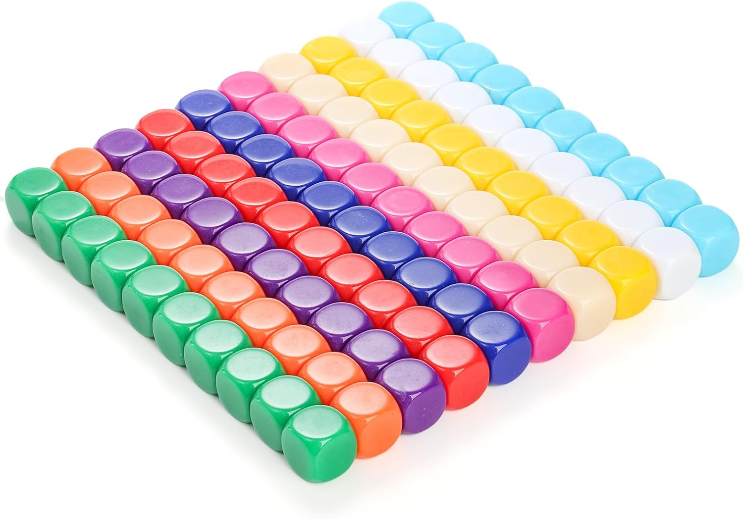 100 Pieces Blank Dice, 16MM Acrylic Colored Dice Cubes, Assorted Color DIY Dice, Six Sided Bulk Dice for Board Games, DIY Sticker, Math Counting Teaching (10 Colors) image number 4