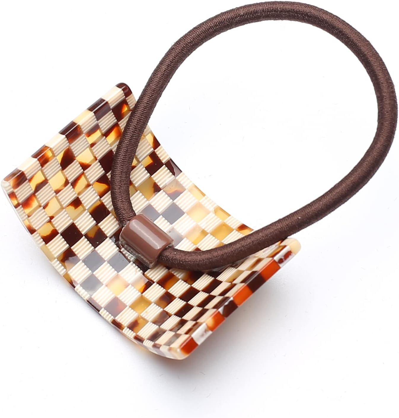 Qingoo Cellulose Acetate Elastic Hair Band Ponytail Holder Women'S Hair Accessories Headdress Elegant Hair Accessory 1 Piece (Checker) image number 2