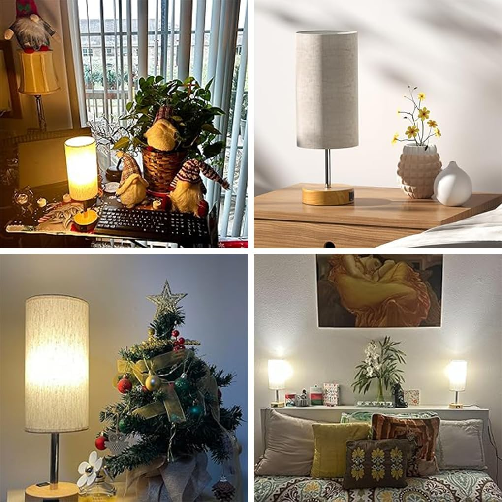 Clora 2 Pack Bedside Table Lamp Touch Lamp with Dual USB Charging Ports Dimmable Modern Nightstand Lamp 3 Color Temperatures Fabric Shade Reading Lamp LED E27 Bulb Included image number 5