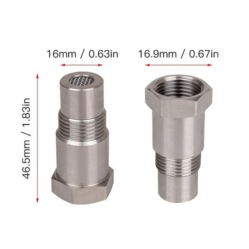 2 Pcs Silver Oxygen O2 Sensor, M18.5 Joint Extension Filter Screen Spacer Adapter Catalytic Converter Fix Check Engine Light Adapter Accessories image number 2