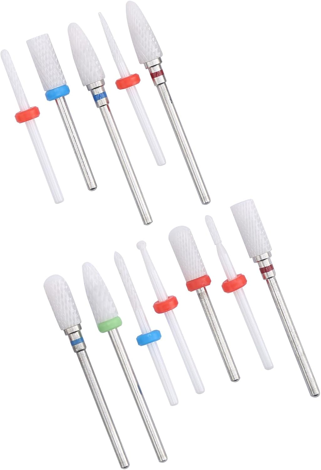 12Pcs Ceramic Milling Cutter Drill Bit Electric Grinding Machine Kit Files for Nails image number 1