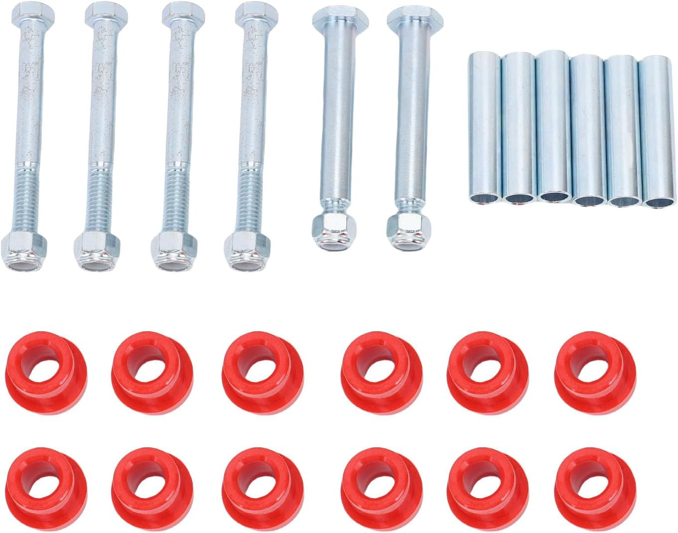Zerodis Cart Accessories Bushing Kit Polyurethane Upgrade Noise-Reducing Design Fits 1994-Up Medalist DS EZGO TXT Leaf Spring Polyurethane Cart Bushings (Red) image number 2