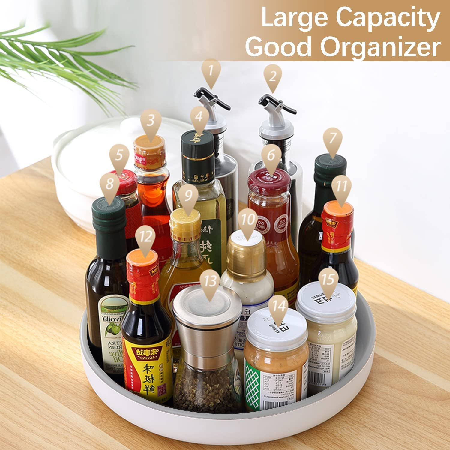 Lazy Susan 30Cm Large 360&deg; Rotating Organiser for Condiments Spice Waterproof Plastic Lazy Susan Pantry Organiser Turntable for Kitchen Countertop Organized image number 5
