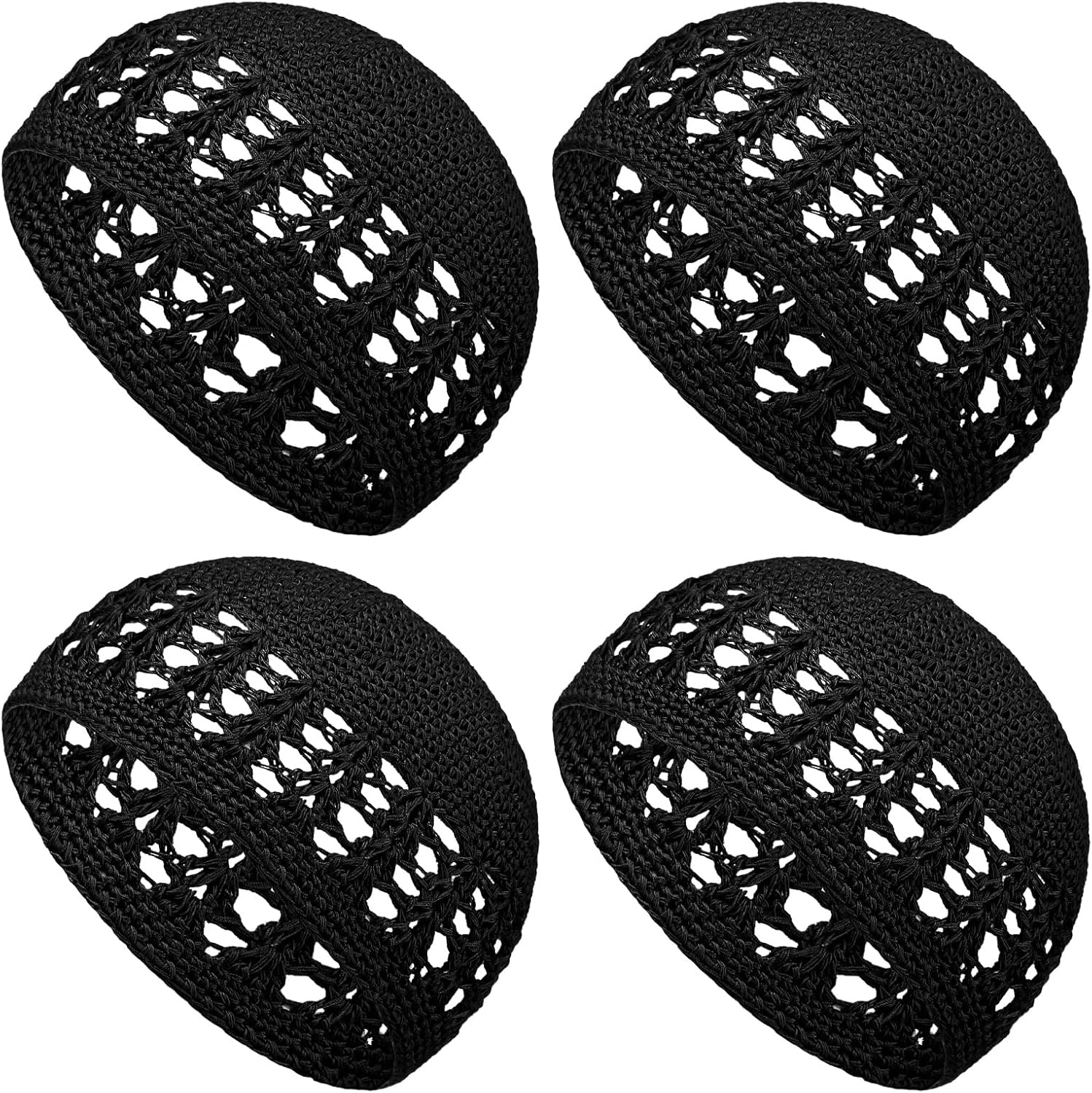 4 Pieces Knit Kufi Hat Crochet Beanie Skull Cap Knit Cap Knitted Stretchy Crochet Hat for Men Women