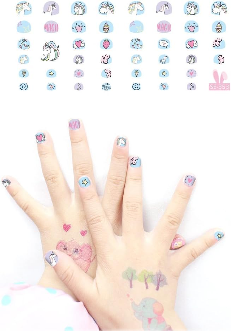 Fanoshon Unicorn 3D Nail Art Stickers Decals Self-Adhesive for Kids Little Girls, 270+ Cute Nail Tip Star Crown Princess Nail Manicure for Fingernails Toenails Birthday Party Supplies Gift Favors image number 3