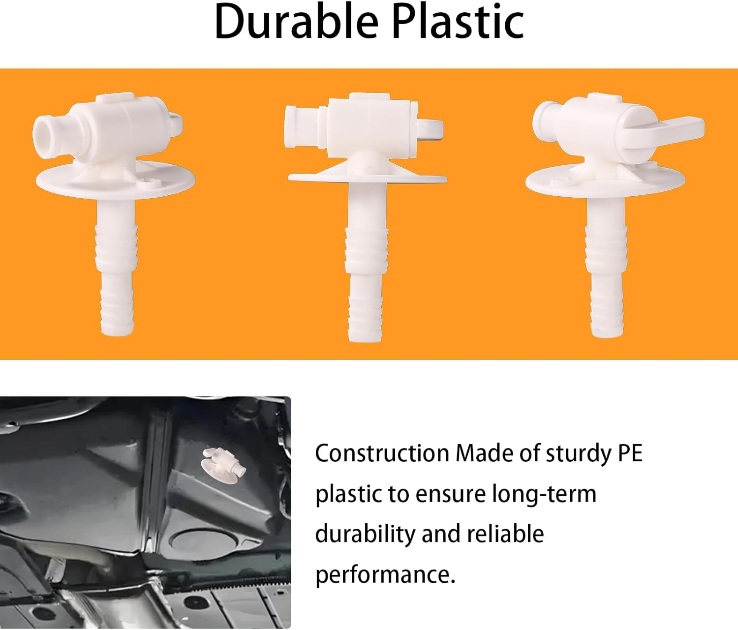 Lyreh 2 Pcs RV Water Tank Drain Valves(Fit 3/4" or 1/2" Vinyl Tubing), 3X1.9X1.9In Camper Fresh Water Tank Drain Valve Replacement for Rvs Campers Travel Trailers(White) image number 5