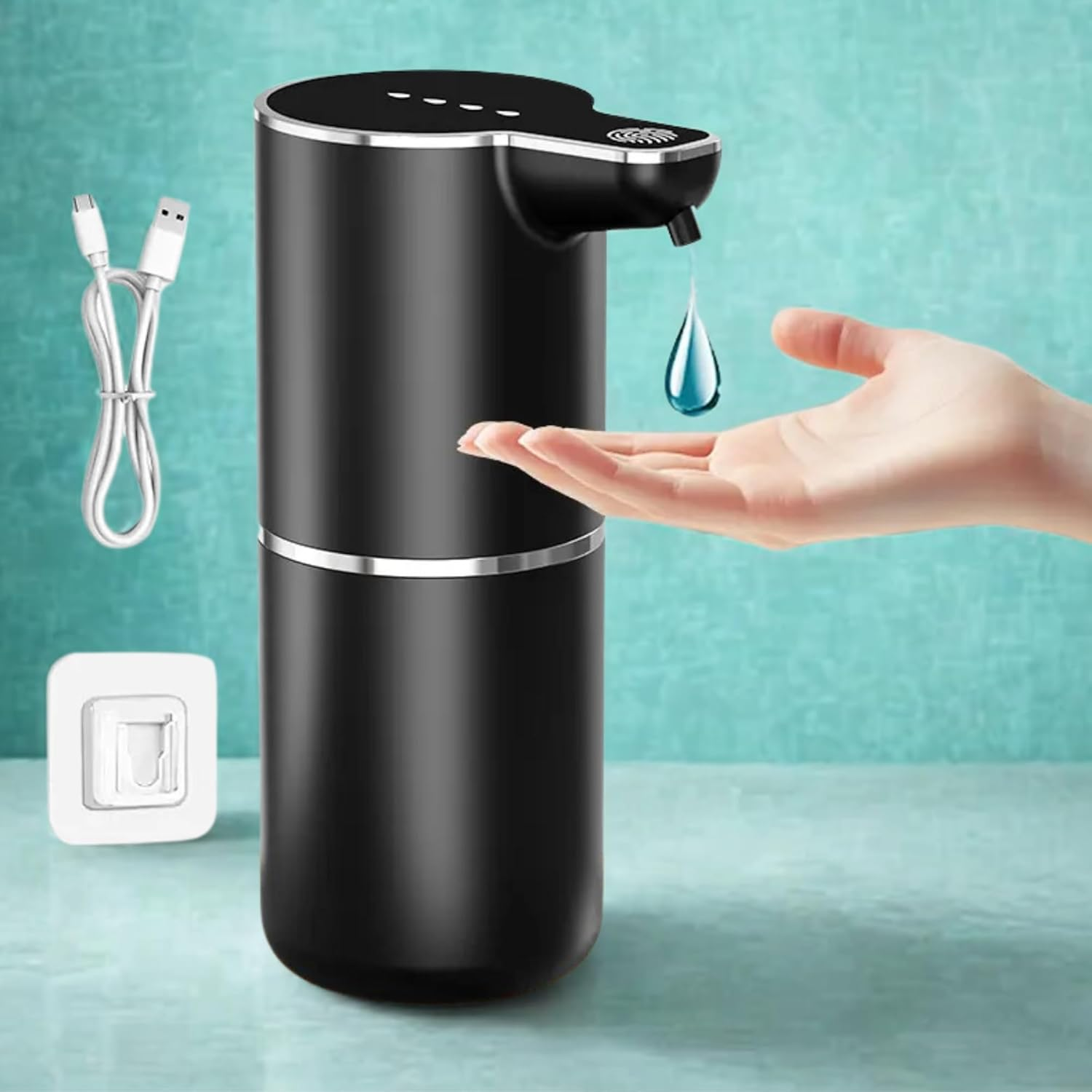 Auto Sensor Foam Soap Dispenser &ndash; Black | 350Ml Capacity | 4-Speed Adjustable Foam | Rechargeable 1200Mah Battery | ABS+PP Durable Build | Touchless Hand Wash with USB Charging image number 1