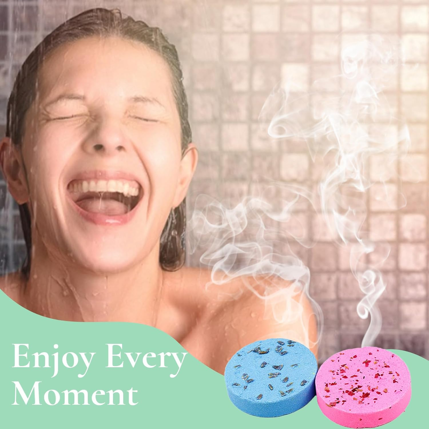 Aromatherapy Shower Steamers, 8 Pcs with Box, 8 Fragrances, Shower Bomb Tablets Set, Natural Ingredients, Self Care, Relaxation for Women Men, Gifts for Women image number 2