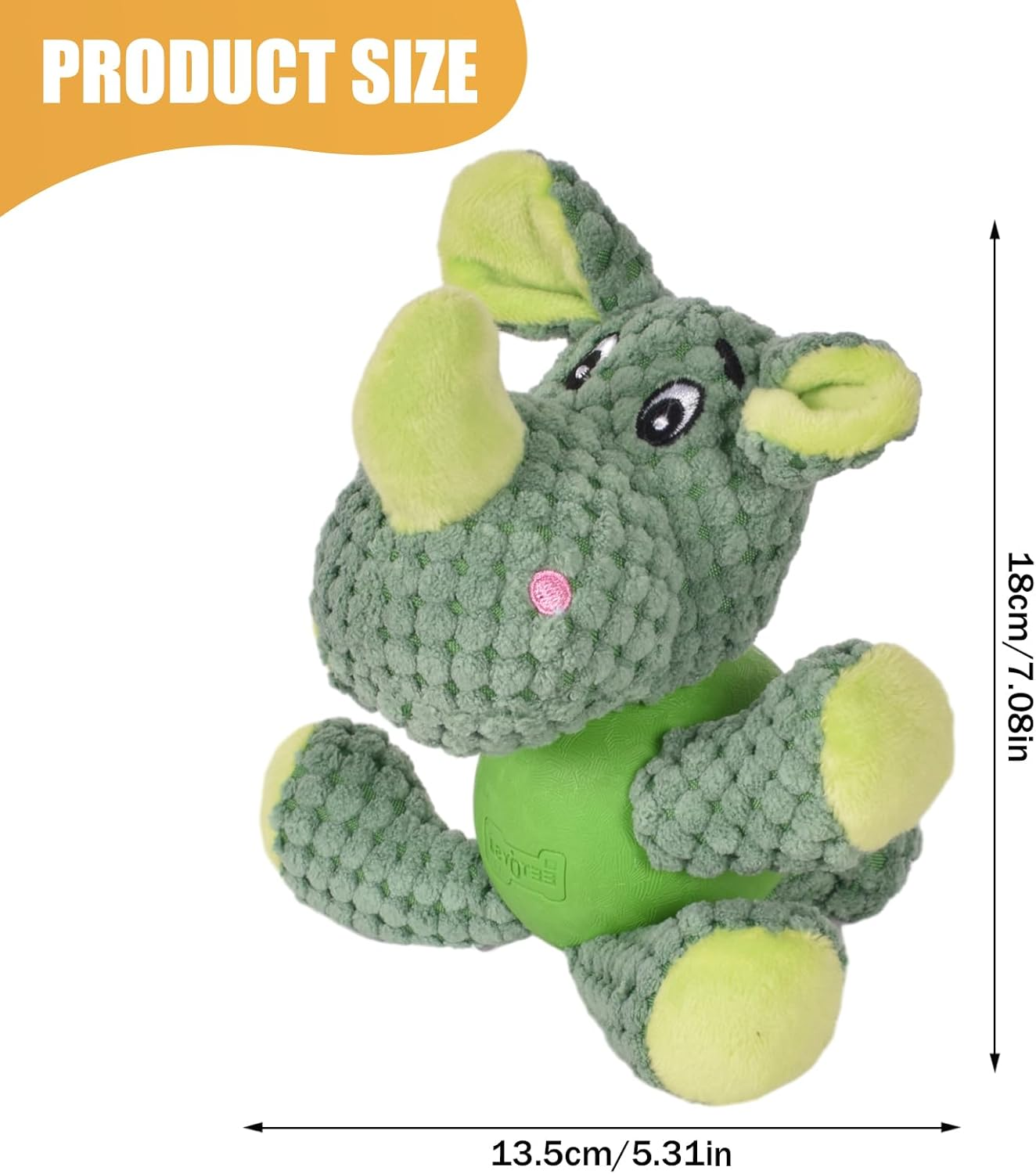 Rhino Dog Toy, Plush Dog Toy, Cute Squeaky Dog Toy with Rubber Ball, Plush Puppy Toy, Stuffed Dog Chew Toy for Puppies, Small and Medium Dogs, Pets