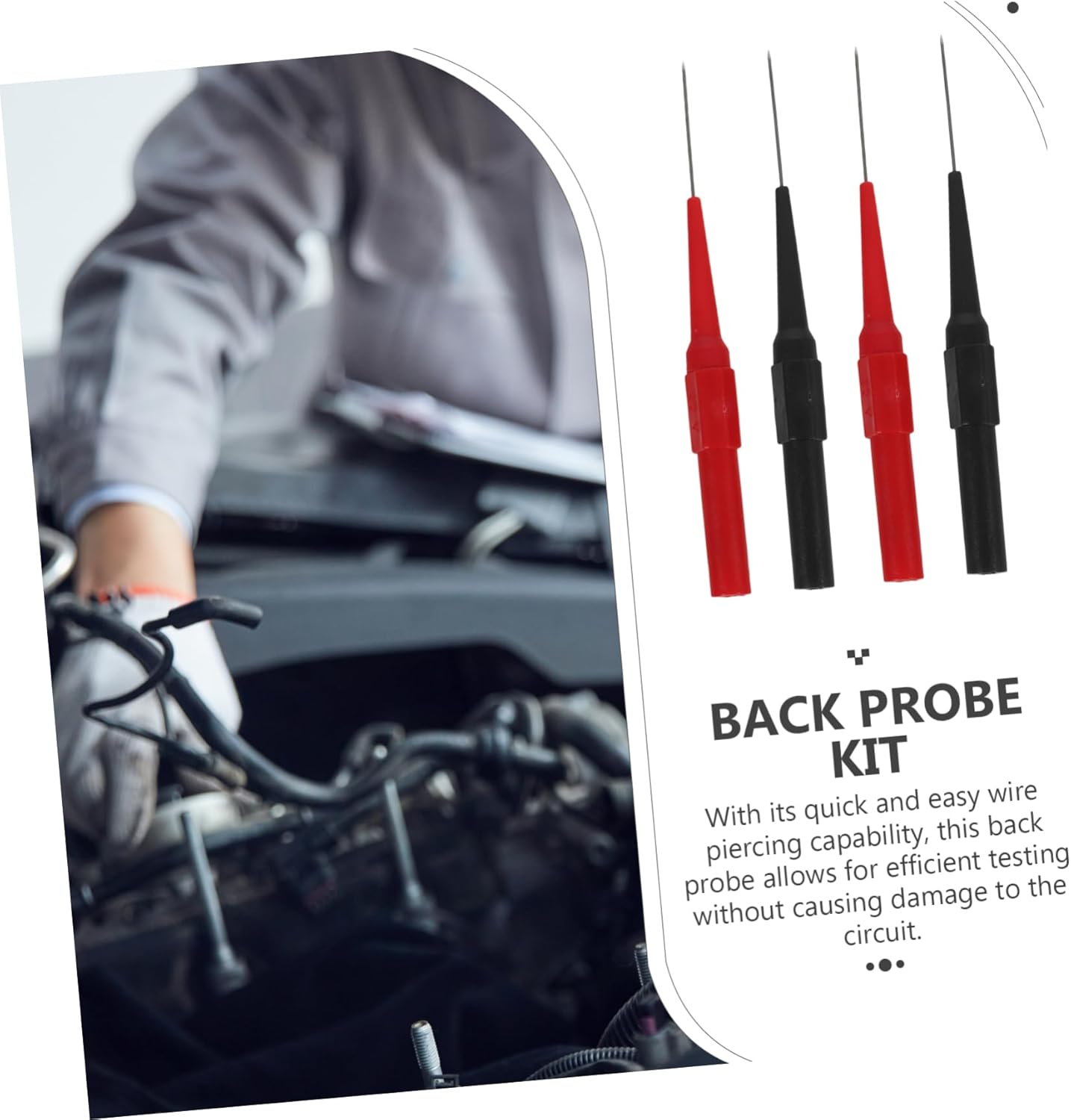 BELLIFFY 4Mm Automotive Circuit Test Needle Probe for Multimeter Leads, Back Probe Kit 4 Pins, Electrical Wire Piecing Tool for Car Circuit Diagnostics and Board Testing image number 1