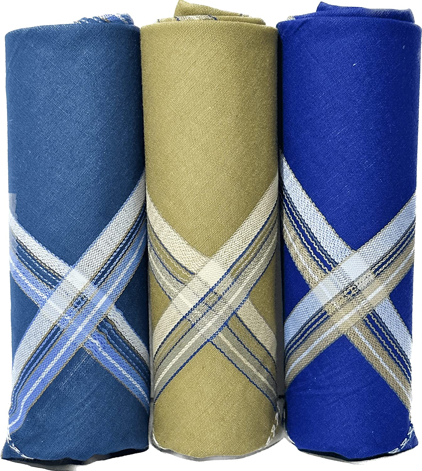 Royal Mart Premium Men'S Handkerchief with Colored Stripes - Elevate Your Style for Any Occasion (Pack of 3, Dark) image number 2