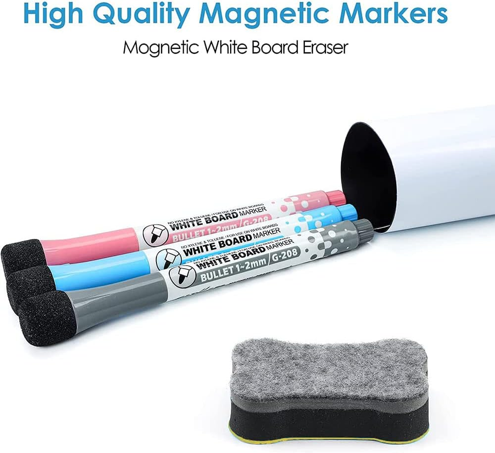 Magnetic Whiteboard for Fridge, 12 X 8 Inches Magnetic Dry Erase Whiteboard Sheet for Refrigerator, Magnetic Dry Erase Board Sheet with Eraser image number 2