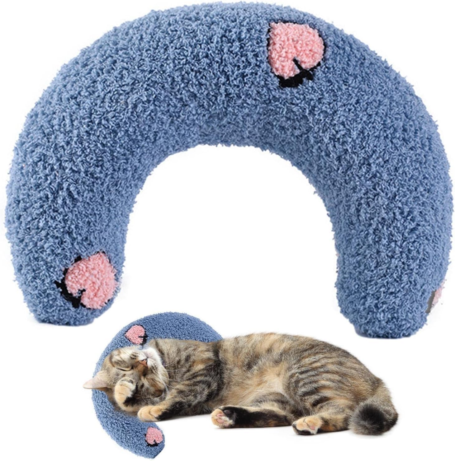 Small Pillow for Cats Head | Fashion Neck Protector Deep Sleep Puppy U-Shaped Pillow - Half Donut Cat Pillow for Cats Bed Mat, and Small Dogs Puppy image number 3