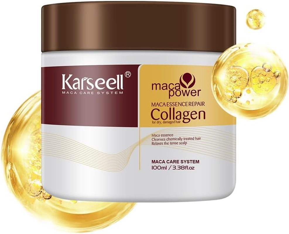 Karseell 3.38Floz 100Ml Collagen Hair Treatment Deep Repair Conditioning Argan Oil Collagen Hair Mask Essence for Dry Damaged Hair All Hair Types image number 1