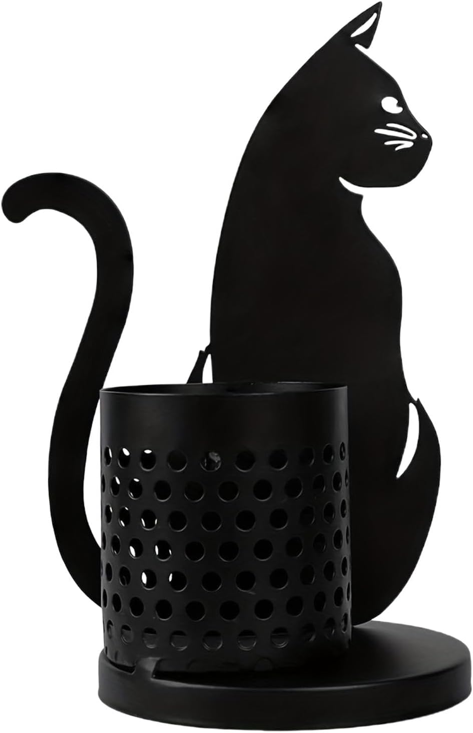 Black Metal Cat Pencil Holder - Cat Countertop Pencil Stand | Cute Metal Cat Pencil Container for Desk | Funny Black Cat Pen Storage Rack, Offices Accessory | Decorative Desk Organizer for Cat Lovers