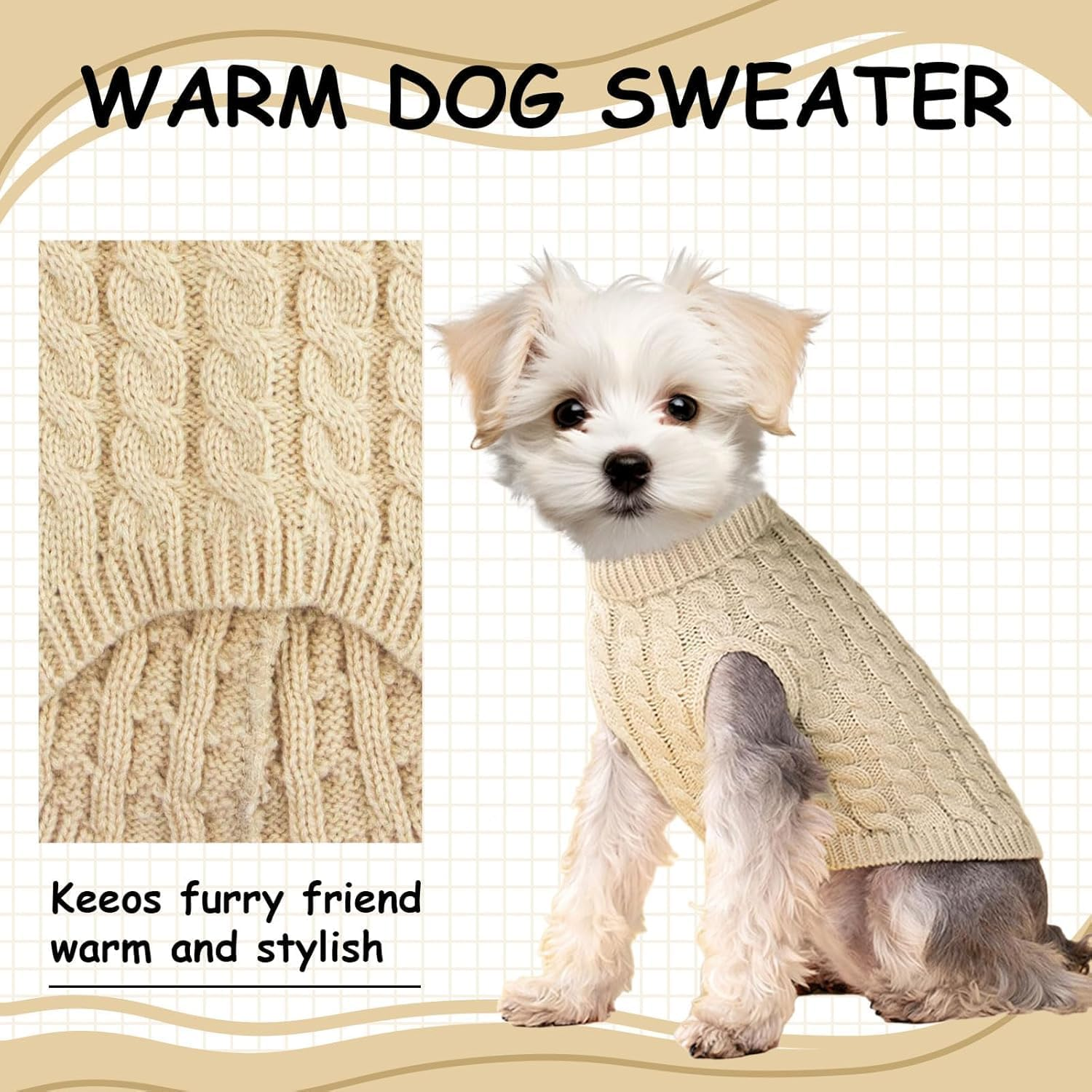 Dog Sweaters 2-Pack Australia - Warm Knitted Turtleneck Jumpers for Small Dogs & Cats Winter Pet Clothes Set | Machine Washable | Striped Design | Perfect for Aussie Climate(Black-S) image number 2