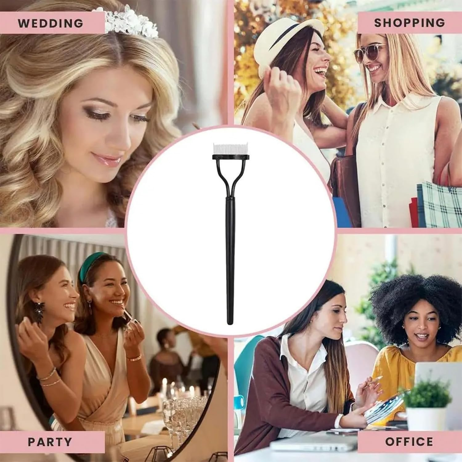 ZUJIACUN Eyelash Comb Lash Separator - Metal Teeth Mascara Brush for Clump-Free Lashes, Portable Design with Protective Cover, Professional & Home Use for Women'S Eye Makeup Tools