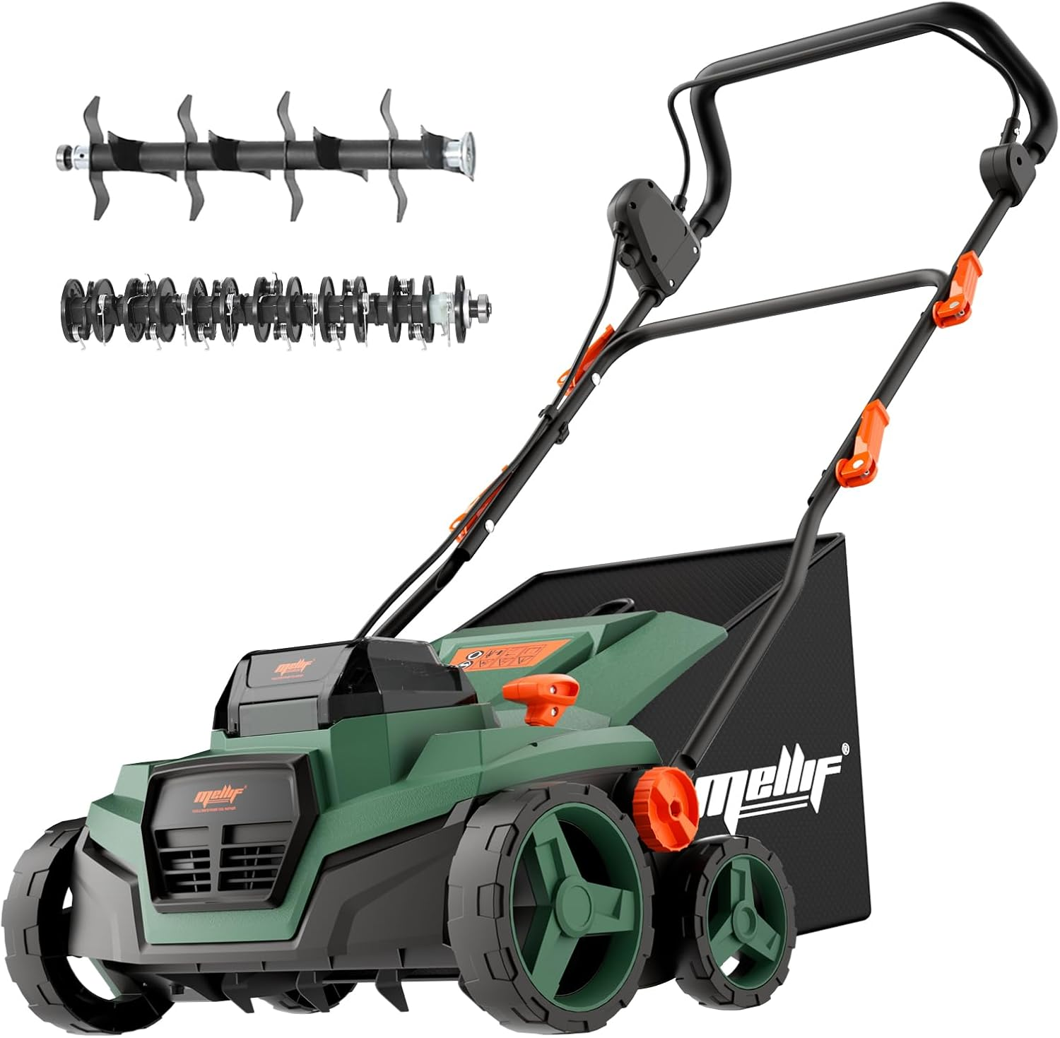 Cordless 15IN 2-In-1 Dethatcher & Scarifier Compatible with Makita 18V Battery (Tool Only), 12 Gal Collection Bag, Air Boost Technology, Quick Fold & 3 Adjustable Position, Walk-Behind for Lawn Care image number 6