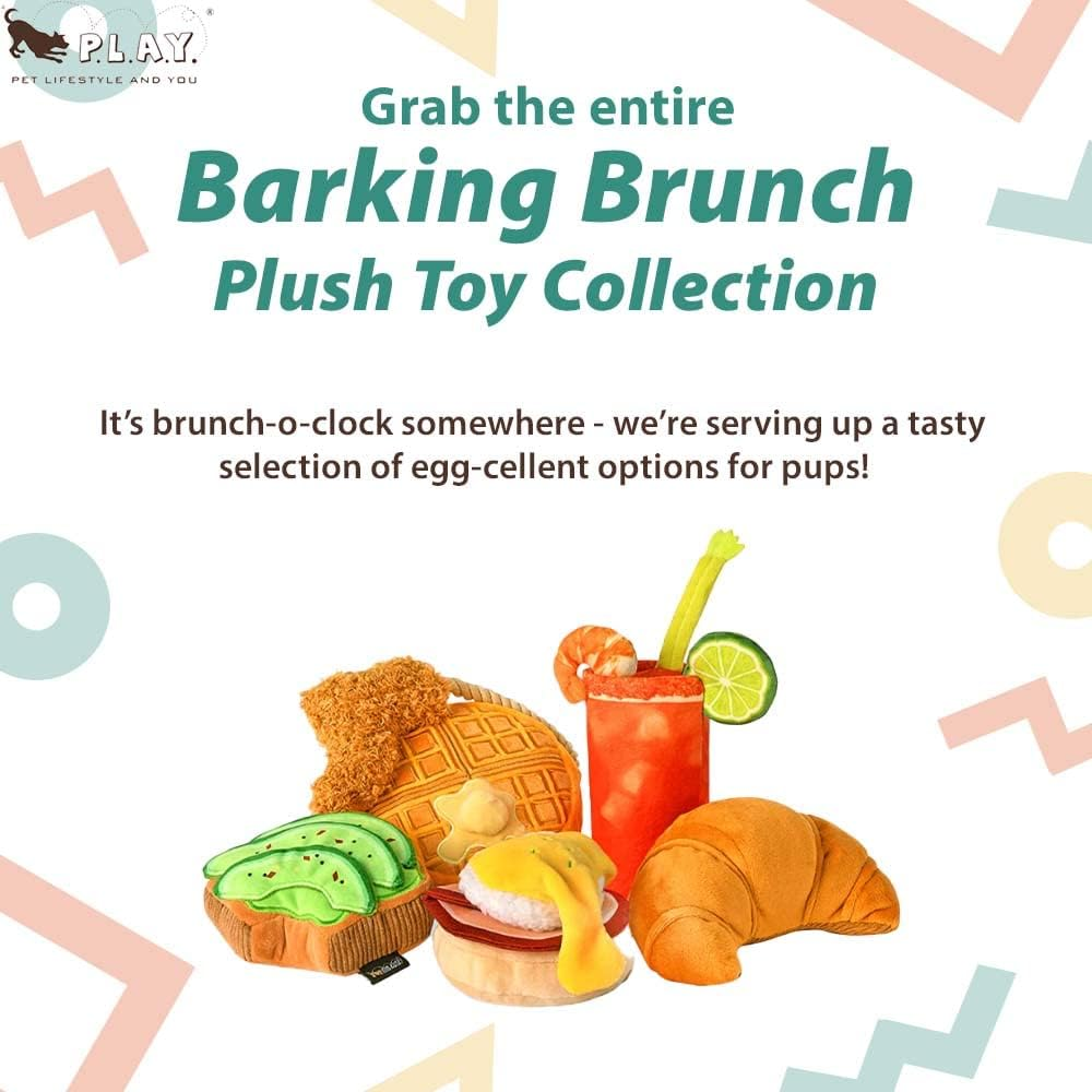 P.L.A.Y. Cute Plush Dog Toys - Brunch Food Themed Durable Squeaker Chew Toy, Great for Puppies & Small, Medium, Large Dogs - Machine Washable, Recycled Materials (Avo-Doggo Avocado Toast, Medium) image number 5