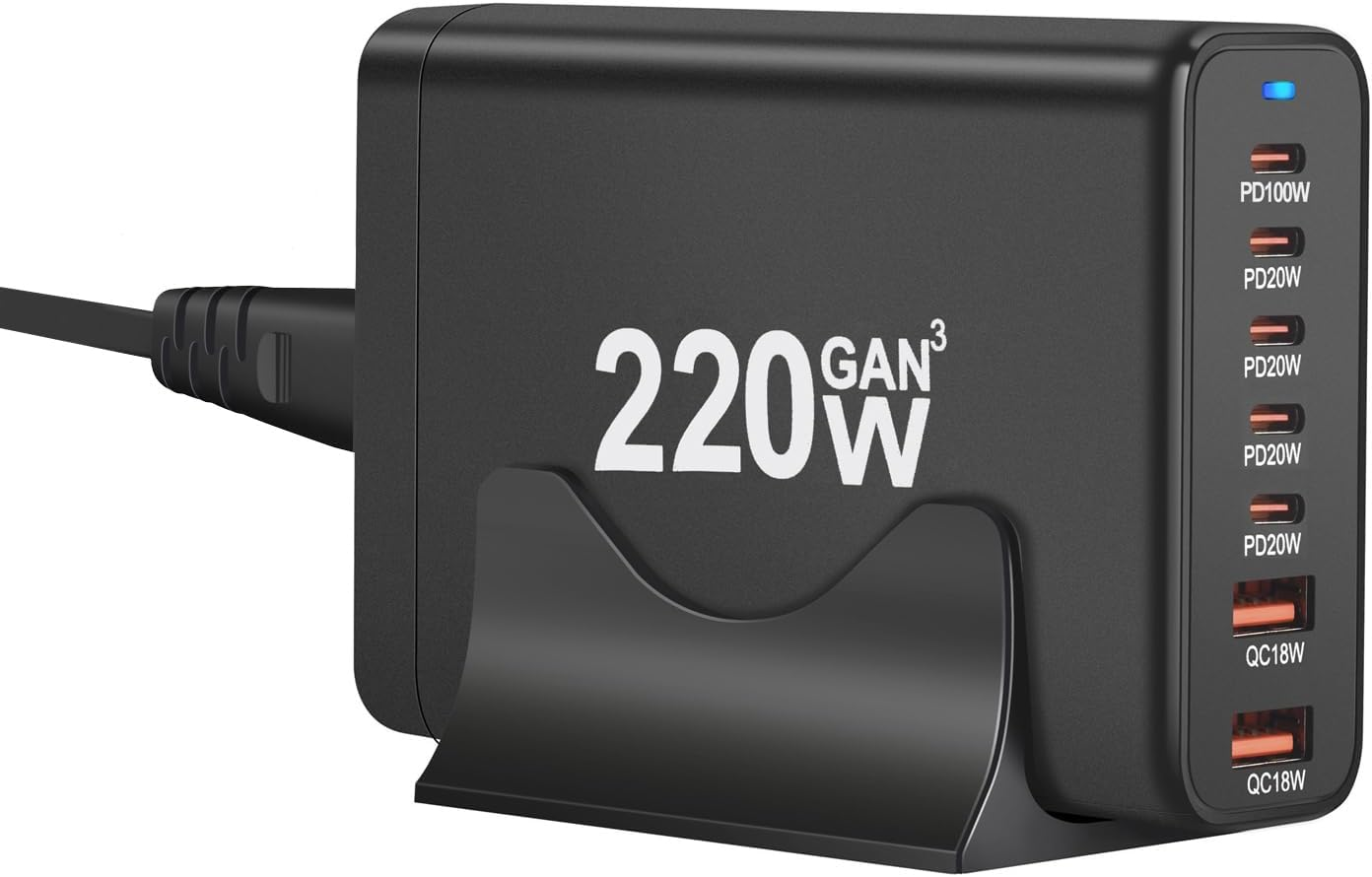 220W USB C Charger, Gan Charger Station Block, 7-Port Fast Charger, USB Desktop Charger Power Adapter, Type C Charger Compatible with Iphone 16 15 14 13 12, Macbook, Ipad, Galaxy, Laptop, Tablets image number 4