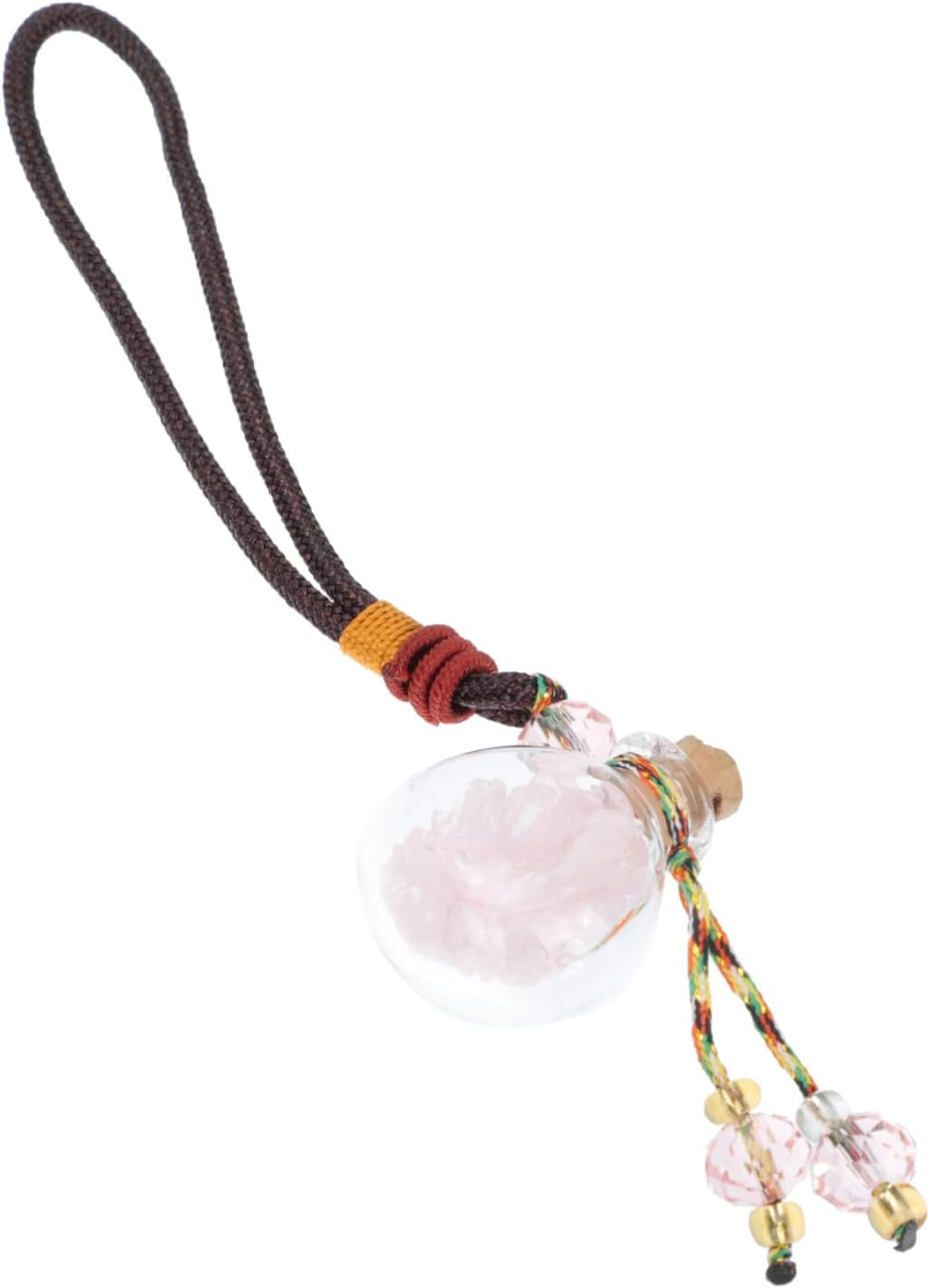 Car Hanging Decoration Glass Perfume Bottle Pendant with Pink Crystal Essential Oil Diffuser Refillable Car Air Freshener Accessory for Vehicle Interior image number 2
