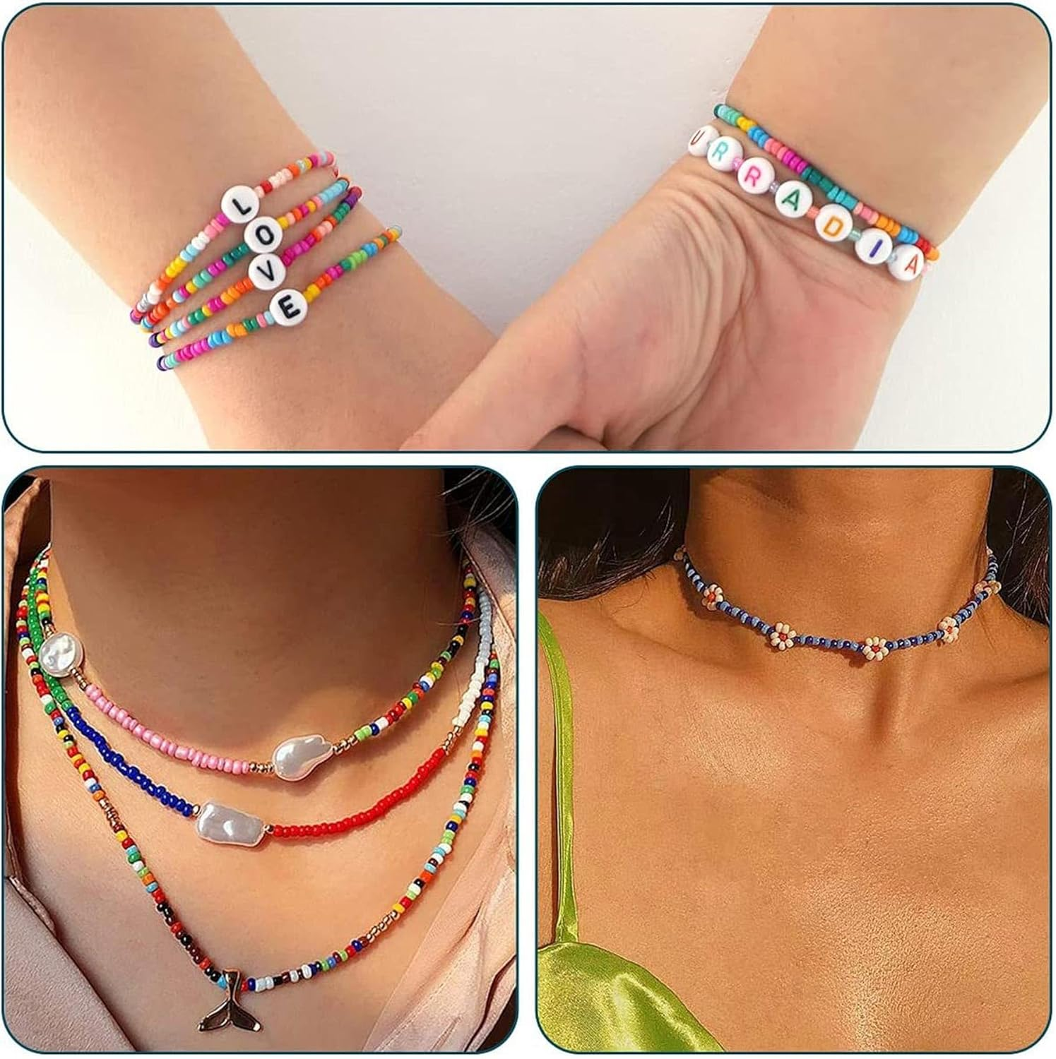 36600Pcs Seed Beads for Jewelry Making Bracelets Making Kit 4Mm Glass Seed Beads DIY Set Preppy Polymer Heishi Beads for Jewelry Making with DIY Art Craft Kit (Colorful) image number 4