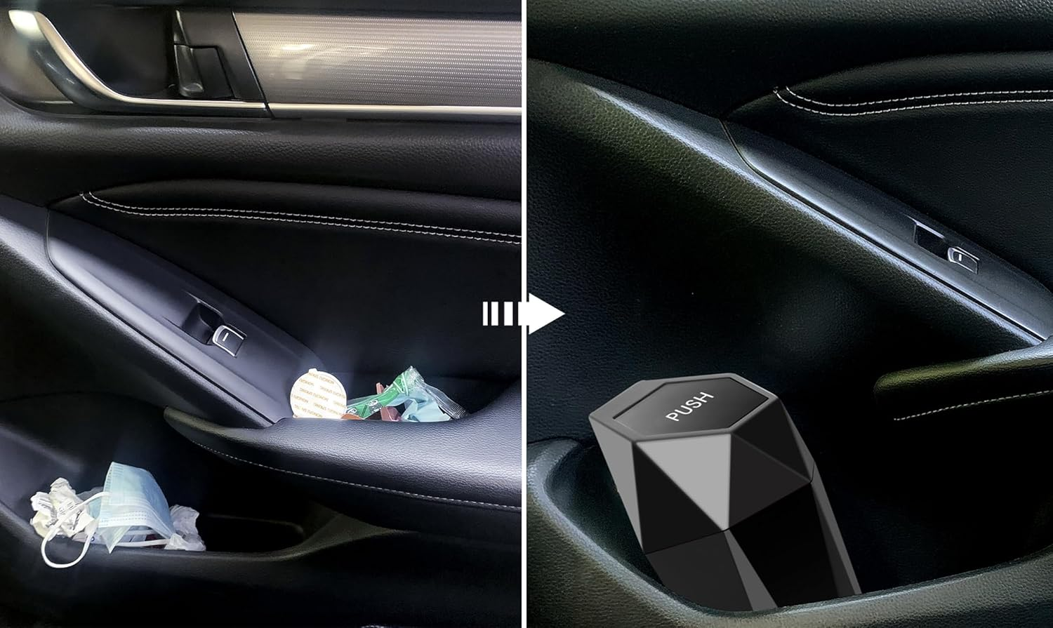 Ginsco Car Trash Can with Lid, 2 Pack Cup Holder Garbage Can for Car, Garbage Bin Cars Accessories for Interior, Leakproof Small Trash Bin, Mini Trash Can for Cars, Home, Bedroom, Office(Black) - 2, Blue image number 4