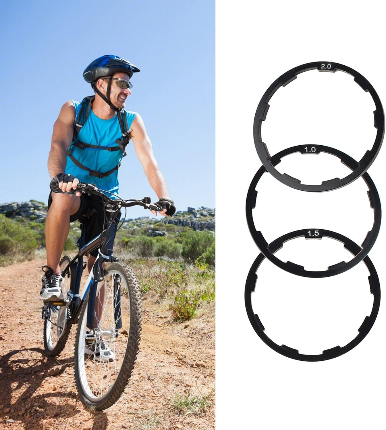 Bike Spacer, 3 Pcs Set 3 Size Bicycle Headset Spacer Bike Cassette Spacer Included Bicycle Flywheel Hub Spacer 1Mm 1.5Mm 2Mm Cycling Bottom Bracket Axle Washer Gasket