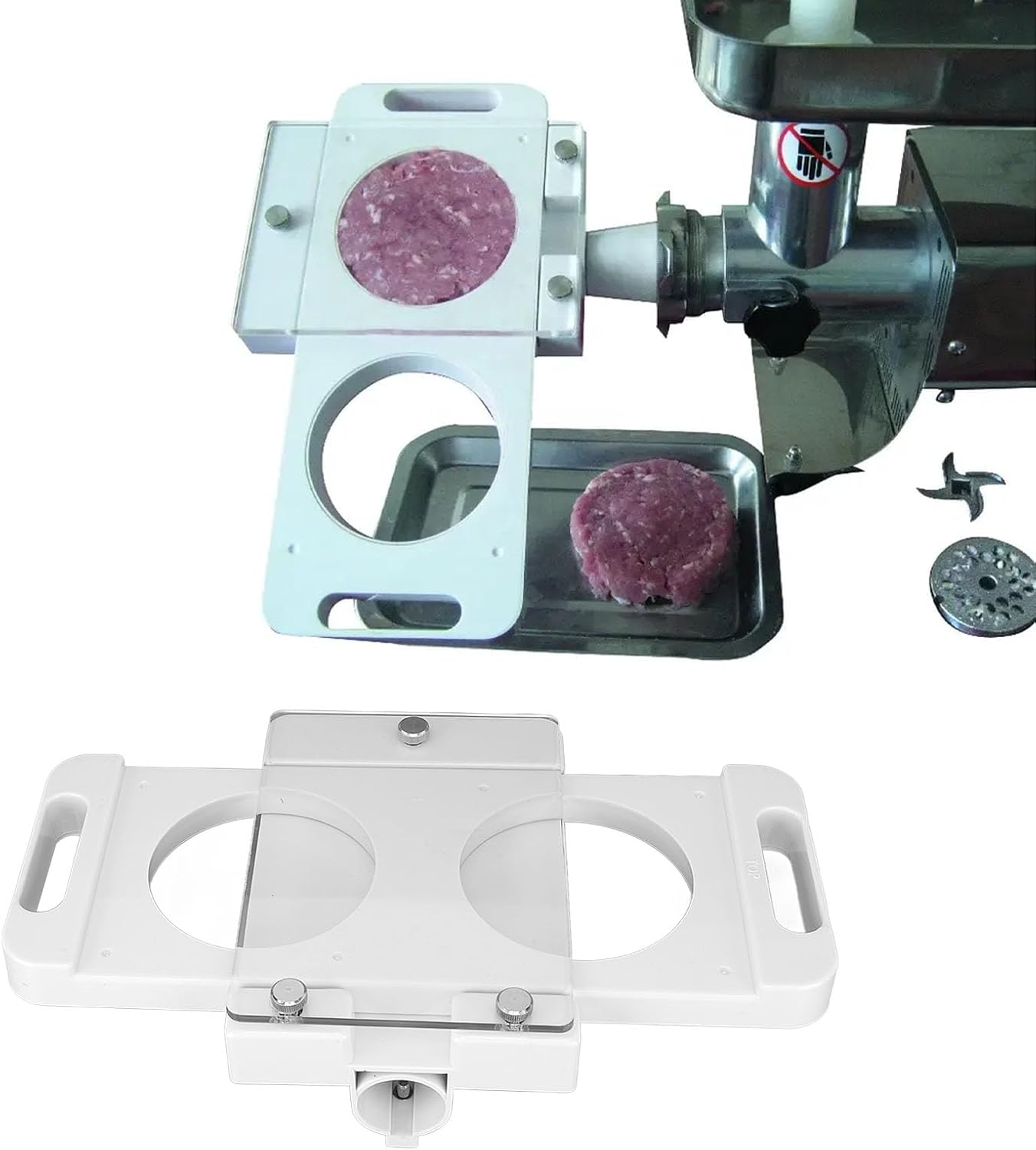 Omabeta 1PCS Hamburger Press Patty Maker with Two 3.9" Holes, Hold 150G Burger, 13.8 * 7.9 * 3.9" Non Stick Burger Press Mold Tool for Home Kitchen Restaurants,Make 2 Burgers image number 4