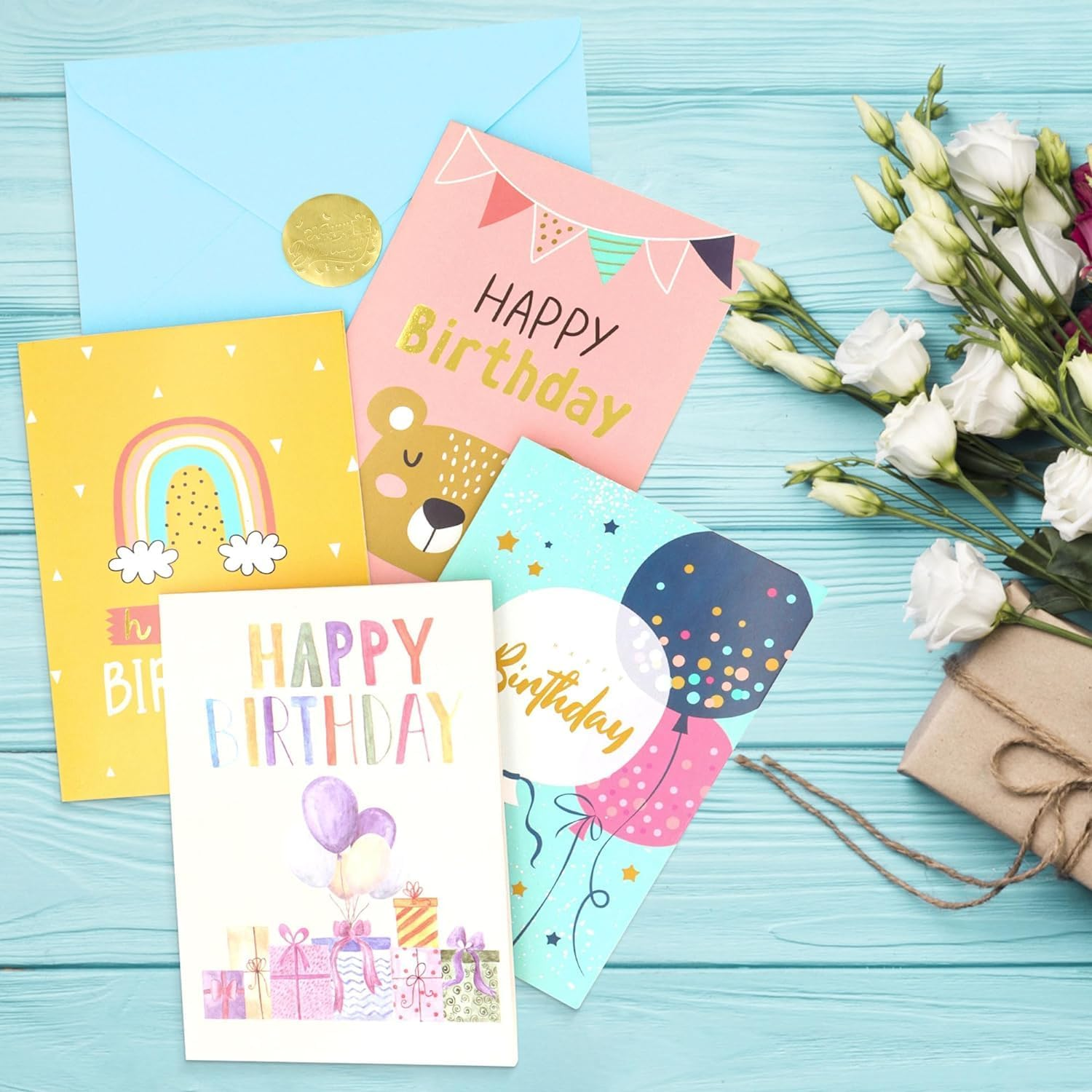 100 Pcs Happy Birthday Cards Bulk with Envelopes, Box of Birthday Cards Assorted Birthday Cards Pack Funny Assortment Greeting Cards for Kids and Adults image number 1