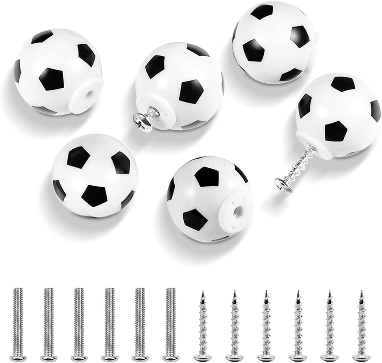 JJWNMLL 12Pcs Football Dresser Knobs Soccer Drawer Knobs Sports Theme Decor Handles Furniture Decoration Pulls Handles for Dresser Cupboard Wardrobe Cabinet image number 6