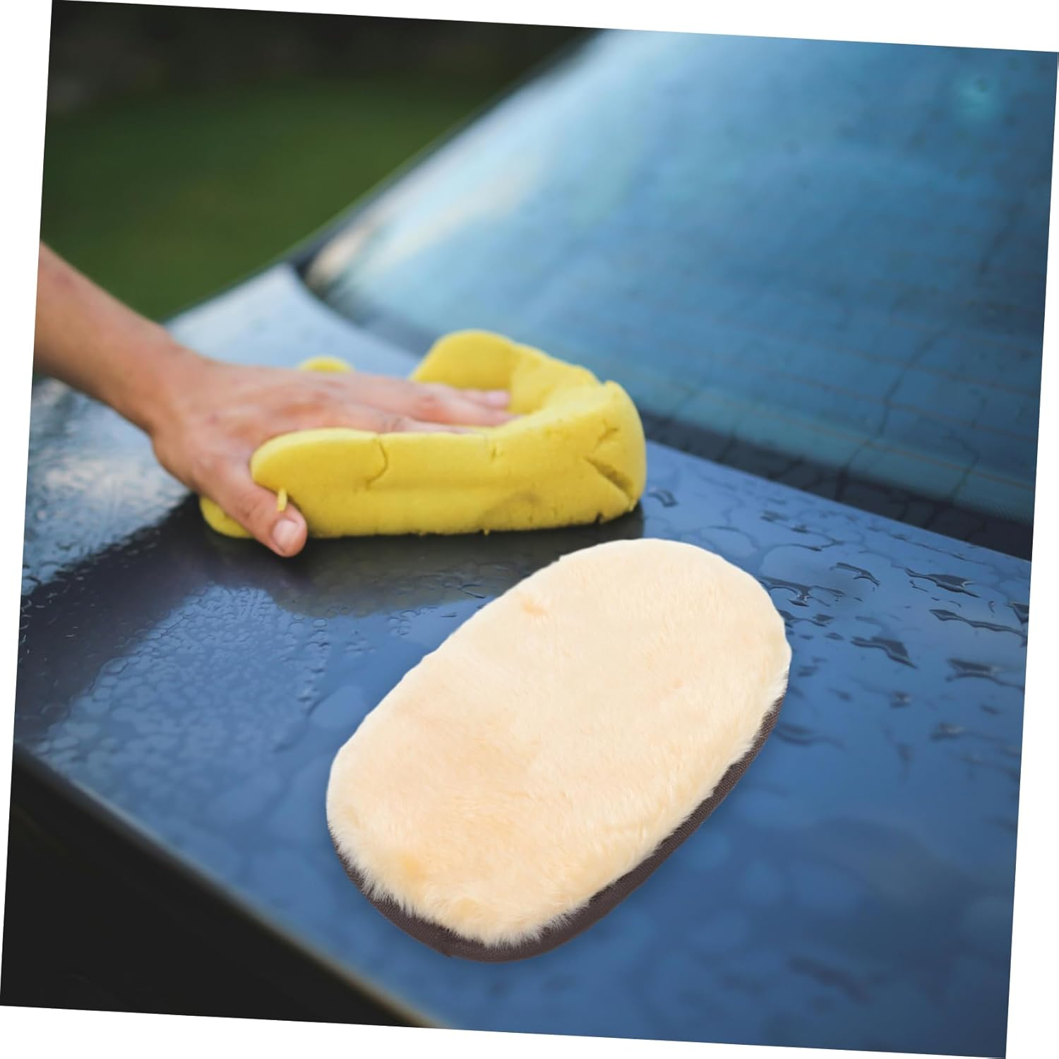 YOSADIER Car Wash Mitt Imitation Lambswool Small Orange Polishing Glove Scratch-Free Dusting Tool for Automotive Exterior Cleaning and Paint Care