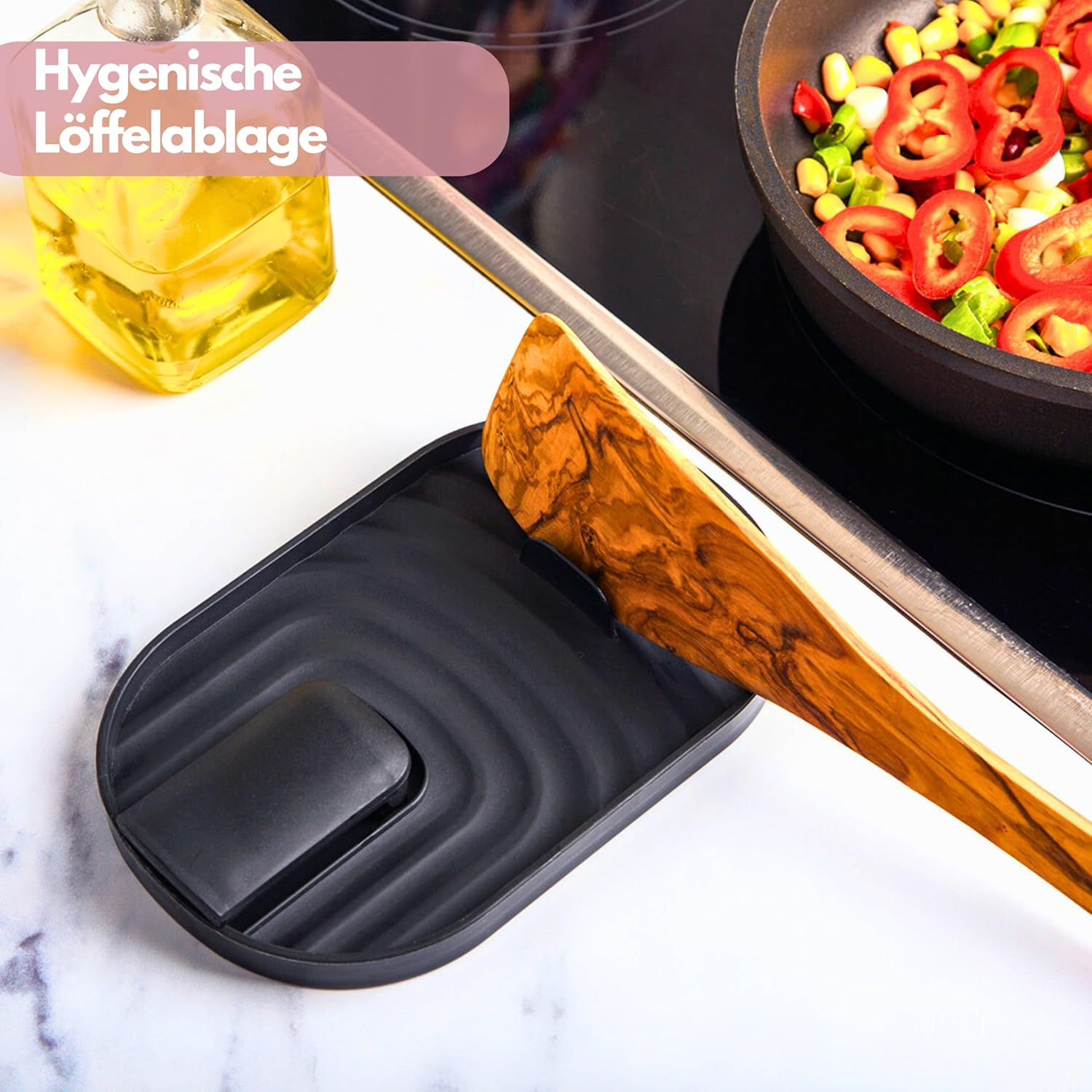 H E L P Y&reg; Holder High Quality Cookware Rack and Pot Lid Rack, Cooking Spoon Rest, Utensil Holder, Lid Holder, Kitchen Gadget, Tablet Holder, Cookbook Holder - Pink image number 4